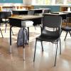 Flash Furniture Hercules Student Desk with Open Front Metal Book Box, Desktop, and Frame and Heavy-Duty Flex Comfort Classroom Stack, Set of 1, Natural Top/Black Chair(Natural Top/Black Chair)