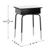 Flash Furniture Hercules Student Desk with Open Front Metal Book Box, Desktop, and Frame and Heavy-Duty Flex Comfort Classroom Stack, Set of 1, Natural Top/Black Chair(Gray Top/Navy Chair)