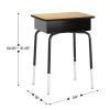 Flash Furniture Hercules Student Desk with Open Front Metal Book Box, Desktop, and Frame and Heavy-Duty Flex Comfort Classroom Stack, Set of 1, Natural Top/Black Chair(Natural Top/Black Chair)