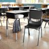Flash Furniture Hercules Student Desk with Open Front Metal Book Box, Desktop, and Frame and Heavy-Duty Flex Comfort Classroom Stack, Set of 1, Natural Top/Black Chair(Gray Top/Black Chair)