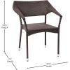 Flash Furniture Jace Commercial Grade Stacking, Weather PE Rattan Wicker Patio Dining Chair, Set of 1, Natural(Espresso)