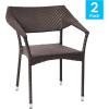 Flash Furniture Jace Commercial Grade Stacking, Weather PE Rattan Wicker Patio Dining Chair, Set of 1, Natural(Espresso)