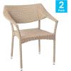 Flash Furniture Jace Commercial Grade Stacking, Weather PE Rattan Wicker Patio Dining Chair, Set of 1, Natural(Natural)