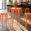 Flash Furniture James Commercial Grade 24″ Round Silver Metal Indoor-Outdoor Bar Height Table(Orange)