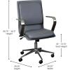 Flash Furniture James Mid-Back Designer Executive Office Chair – White LeatherSoft Upholstery – Brushed Gold Base and Arms – Height Adjustable 360° Swivel Seat(Gray/Chrome)