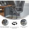 Flash Furniture James Mid-Back Designer Executive Office Chair – White LeatherSoft Upholstery – Brushed Gold Base and Arms – Height Adjustable 360° Swivel Seat(Gray/Chrome)