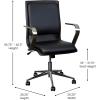 Flash Furniture James Mid-Back Designer Executive Office Chair – White LeatherSoft Upholstery – Brushed Gold Base and Arms – Height Adjustable 360° Swivel Seat(Black/Chrome)