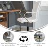 Flash Furniture James Mid-Back Designer Executive Office Chair – White LeatherSoft Upholstery – Brushed Gold Base and Arms – Height Adjustable 360° Swivel Seat(White/Gold)