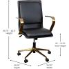 Flash Furniture James Mid-Back Designer Executive Office Chair – White LeatherSoft Upholstery – Brushed Gold Base and Arms – Height Adjustable 360° Swivel Seat(Black/Gold)