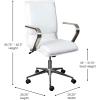 Flash Furniture James Mid-Back Designer Executive Office Chair – White LeatherSoft Upholstery – Brushed Gold Base and Arms – Height Adjustable 360° Swivel Seat(White/Chrome)