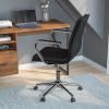 Flash Furniture James Mid-Back Designer Executive Office Chair – White LeatherSoft Upholstery – Brushed Gold Base and Arms – Height Adjustable 360° Swivel Seat(Black/Chrome)