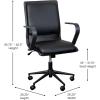 Flash Furniture James Mid-Back Designer Executive Office Chair – White LeatherSoft Upholstery – Brushed Gold Base and Arms – Height Adjustable 360° Swivel Seat(Black/Black)