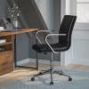 Flash Furniture James Mid-Back Designer Executive Office Chair – White LeatherSoft Upholstery – Brushed Gold Base and Arms – Height Adjustable 360° Swivel Seat(Black/Chrome)