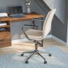Flash Furniture James Mid-Back Designer Executive Office Chair – White LeatherSoft Upholstery – Brushed Gold Base and Arms – Height Adjustable 360° Swivel Seat(Taupe/Chrome)