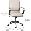 Flash Furniture James Mid-Back Designer Executive Office Chair – White LeatherSoft Upholstery – Brushed Gold Base and Arms – Height Adjustable 360° Swivel Seat(Taupe/Chrome)
