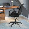 Flash Furniture James Mid-Back Designer Executive Office Chair – White LeatherSoft Upholstery – Brushed Gold Base and Arms – Height Adjustable 360° Swivel Seat(Black/Black)