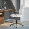Flash Furniture James Mid-Back Designer Executive Office Chair – White LeatherSoft Upholstery – Brushed Gold Base and Arms – Height Adjustable 360° Swivel Seat(White/Gold)