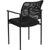Flash Furniture Jana Comfort Mesh Stackable Steel Side Chair with Nylon Arms and Built-in Lumbar Support, Gray(Black)