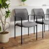 Flash Furniture Jana Comfort Mesh Stackable Steel Side Chair with Nylon Arms and Built-in Lumbar Support, Gray(Grey)