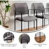 Flash Furniture Jana Comfort Mesh Stackable Steel Side Chair with Nylon Arms and Built-in Lumbar Support, Gray(Grey)
