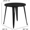 Flash Furniture Jeffrey Commercial Grade 30″ Round White Metal Indoor-Outdoor Table(Black)