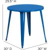 Flash Furniture Jeffrey Commercial Grade 30″ Round White Metal Indoor-Outdoor Table(Blue)