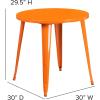 Flash Furniture Jeffrey Commercial Grade 30″ Round White Metal Indoor-Outdoor Table(Orange)