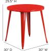 Flash Furniture Jeffrey Commercial Grade 30″ Round White Metal Indoor-Outdoor Table(Red)