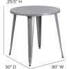 Flash Furniture Jeffrey Commercial Grade 30″ Round White Metal Indoor-Outdoor Table(Silver)