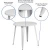 Flash Furniture Jeffrey Commercial Grade 30″ Round White Metal Indoor-Outdoor Table(White)