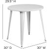 Flash Furniture Jeffrey Commercial Grade 30″ Round White Metal Indoor-Outdoor Table(White)