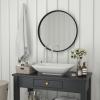 Flash Furniture Jennifer Metal Framed Wall Large Accent Mirror for Bathroom, Vanity, Entryway, Dining, Living Room, 27.5″ Round, Gold(Black)