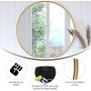 Flash Furniture Jennifer Metal Framed Wall Large Accent Mirror for Bathroom, Vanity, Entryway, Dining, Living Room, 27.5″ Round, Gold(Gold)