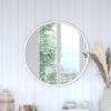 Flash Furniture Jennifer Metal Framed Wall Large Accent Mirror for Bathroom, Vanity, Entryway, Dining, Living Room, 27.5″ Round, Gold(Silver)