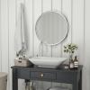 Flash Furniture Jennifer Metal Framed Wall Large Accent Mirror for Bathroom, Vanity, Entryway, Dining, Living Room, 27.5″ Round, Gold(Silver)