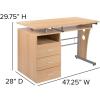 Flash Furniture Joshua White Desk with Three Drawer Pedestal and Pull-Out Keyboard Tray(Maple)
