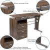 Flash Furniture Joshua White Desk with Three Drawer Pedestal and Pull-Out Keyboard Tray(Rustic Walnut)