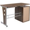 Flash Furniture Joshua White Desk with Three Drawer Pedestal and Pull-Out Keyboard Tray(Rustic Walnut)