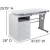 Flash Furniture Joshua White Desk with Three Drawer Pedestal and Pull-Out Keyboard Tray(White)