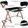 Flash Furniture Jude Black Glass Computer Desk with Pull-Out Keyboard Tray and Crisscross Frame(Black)