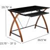 Flash Furniture Jude Black Glass Computer Desk with Pull-Out Keyboard Tray and Crisscross Frame(Black)