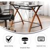 Flash Furniture Jude Black Glass Computer Desk with Pull-Out Keyboard Tray and Crisscross Frame(Clear/Cherry)