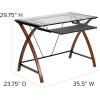 Flash Furniture Jude Black Glass Computer Desk with Pull-Out Keyboard Tray and Crisscross Frame(Clear/Cherry)