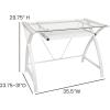Flash Furniture Jude Black Glass Computer Desk with Pull-Out Keyboard Tray and Crisscross Frame(White)