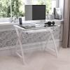 Flash Furniture Jude Black Glass Computer Desk with Pull-Out Keyboard Tray and Crisscross Frame(White)