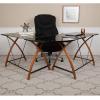 Flash Furniture Jude Black Glass L-Shape Corner Computer Desk with Pull-Out Keyboard Tray(Black)