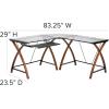 Flash Furniture Jude Black Glass L-Shape Corner Computer Desk with Pull-Out Keyboard Tray(Clear/Cherry)