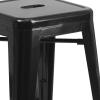 Flash Furniture Kai Commercial Grade 24″ High Backless Black Metal Indoor-Outdoor Counter Height Stool with Square Seat(Black)