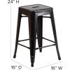 Flash Furniture Kai Commercial Grade 24″ High Backless Black Metal Indoor-Outdoor Counter Height Stool with Square Seat(Black-antique Gold)