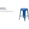 Flash Furniture Kai Commercial Grade 24″ High Backless Black Metal Indoor-Outdoor Counter Height Stool with Square Seat(Blue)